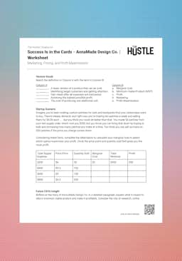 "The Hustle: Success Is in the Cards - AnnaMade Design Co." Worksheet