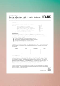 "The Hustle: Earrings to Earnings - Made by Gracie" Worksheet