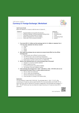 "Cash Course: Currency II: Foreign Exchange" Worksheet